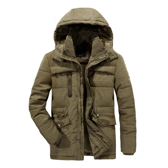 Herren gepolsterte Kapuzenparka mit Kunstfellfutter und Multifunktionstaschen Shop Nory