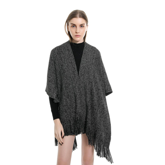 Damen Oversize-Strickruana mit Glitzerfaden und Fransen Shop Nory