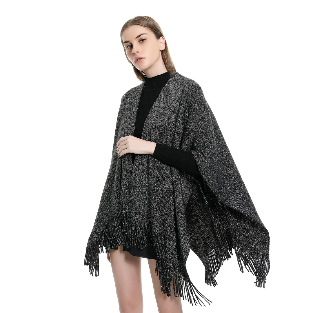 Damen Oversize-Strickruana mit Glitzerfaden und Fransen Shop Nory