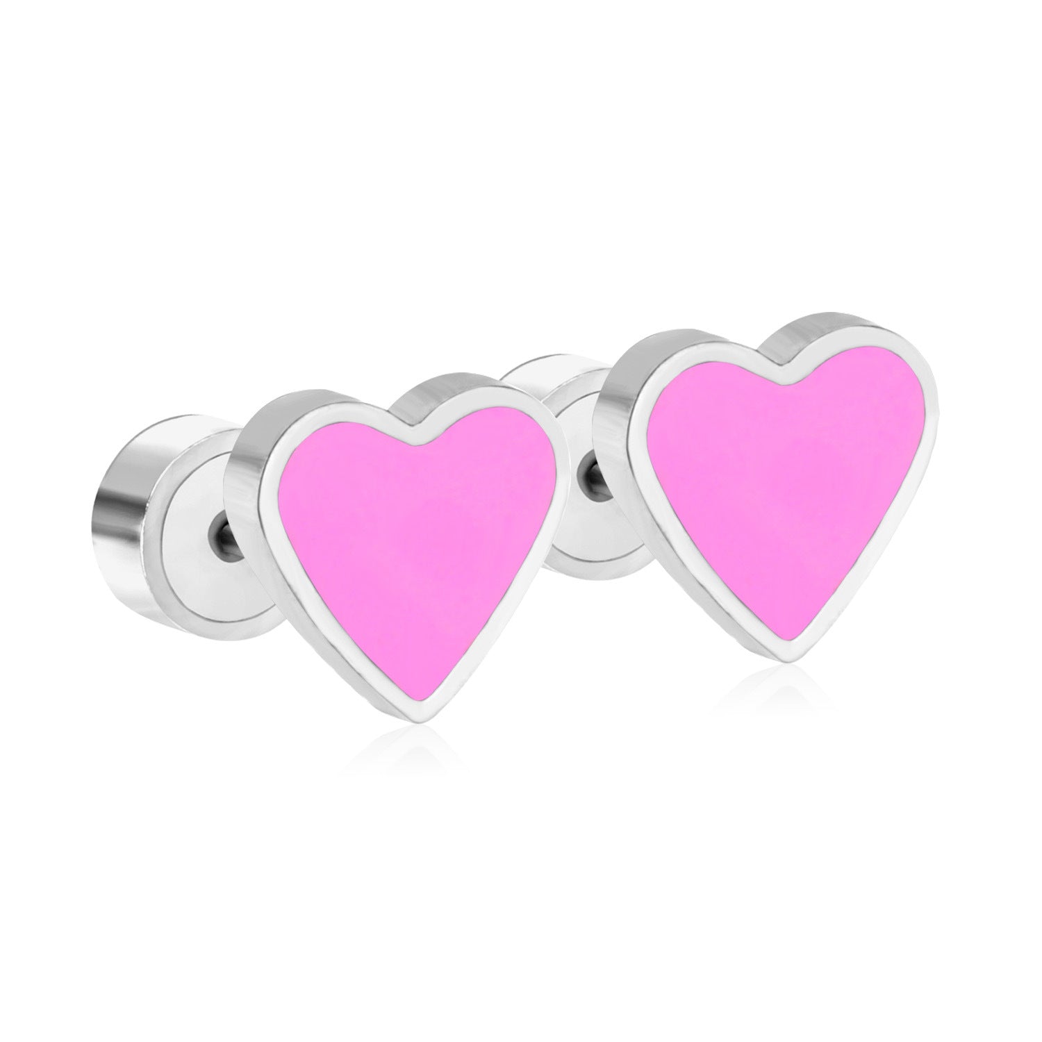 Damen Herzförmige Edelstahl Ohrringe mit buntem Enamel Shop Nory