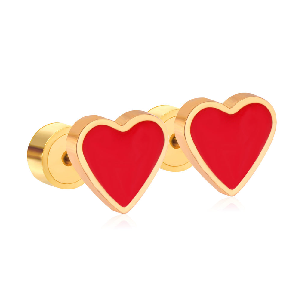 Damen Herzförmige Edelstahl Ohrringe mit buntem Enamel Shop Nory