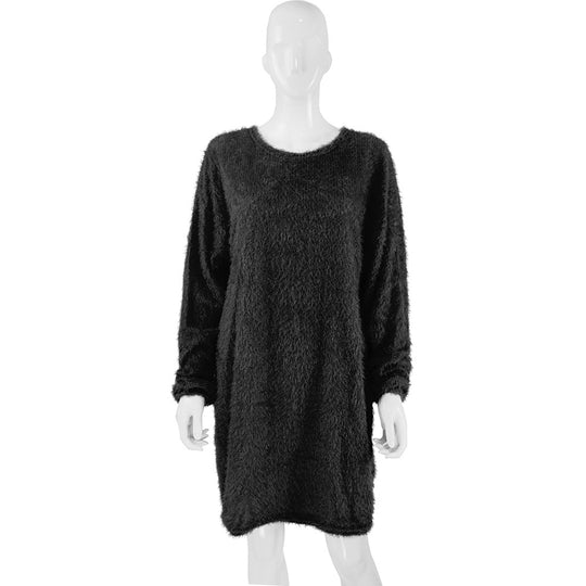 Damen Kuscheliges Oversize Plüsch-Kleid mit Rundhalsausschnitt Shop Nory