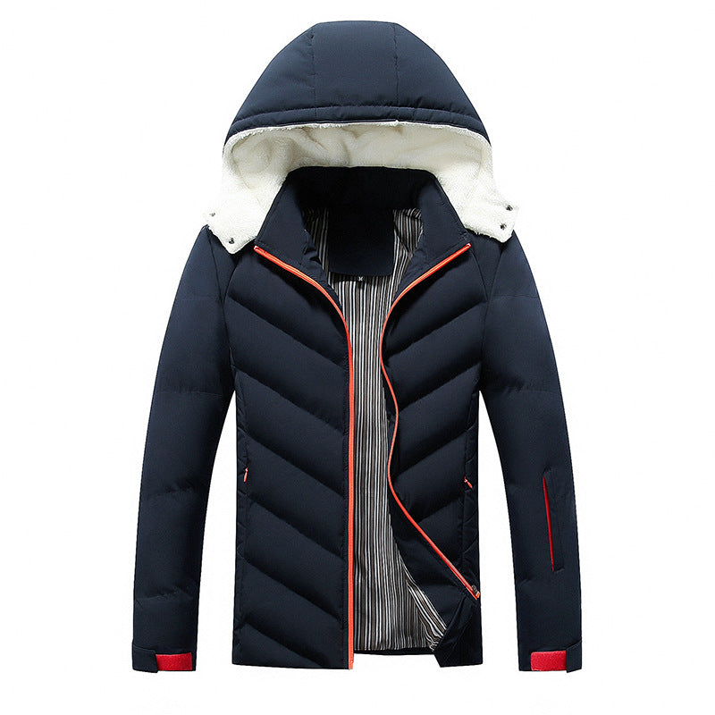 Herren Wattierte Kapuzenjacke mit Kunstfellbesatz, Steppung und Reißverschlusstaschen Shop Nory