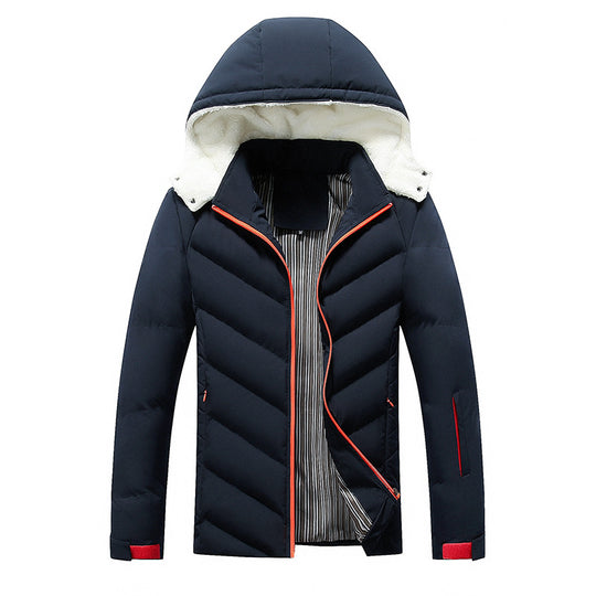 Herren Wattierte Kapuzenjacke mit Kunstfellbesatz, Steppung und Reißverschlusstaschen Shop Nory