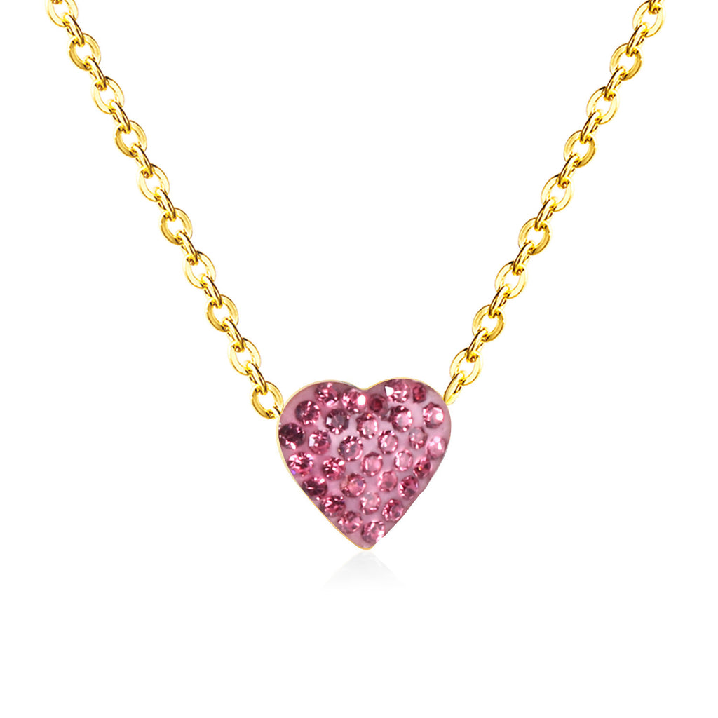 Damen Halskette mit herzförmigem Anhänger aus hochwertigem Edelstahl mit funkelnder Oberfläche Shop Nory