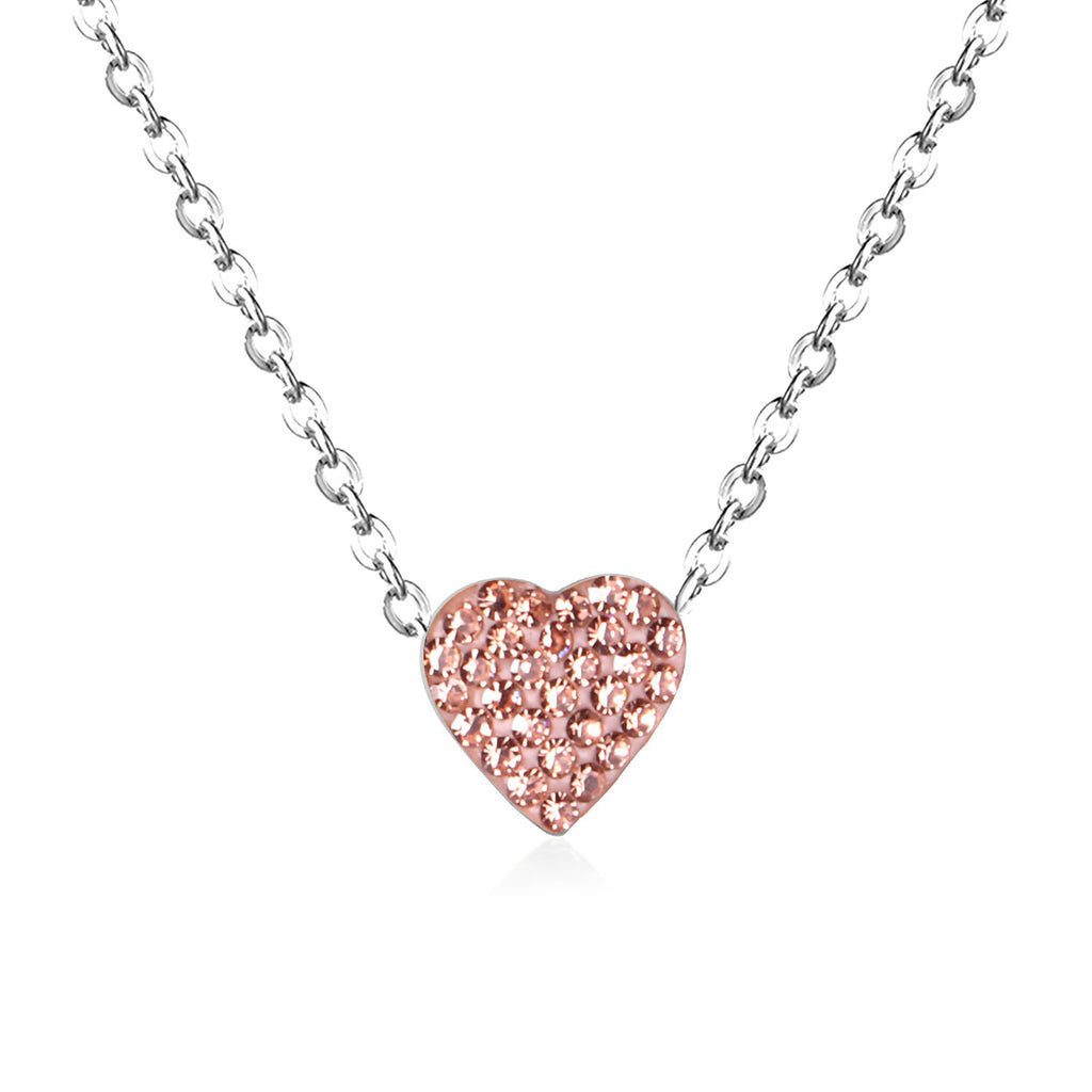 Damen Halskette mit herzförmigem Anhänger aus hochwertigem Edelstahl mit funkelnder Oberfläche Shop Nory