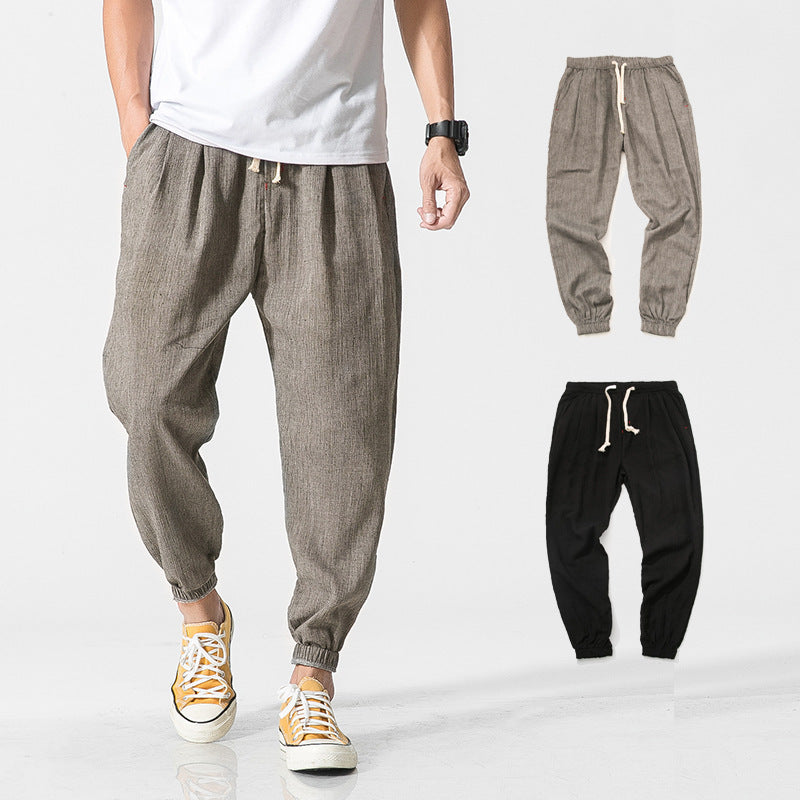 Herren leichte Leinenhose mit Tunnelzug und elastischen Bündchen Shop Nory