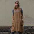 Leichtes Damenkleid aus Baumwolle und Leinen mit Taschen