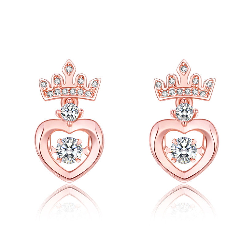 Damen Ohrringe mit romantischem Herz- und Kronendesign Shop Nory