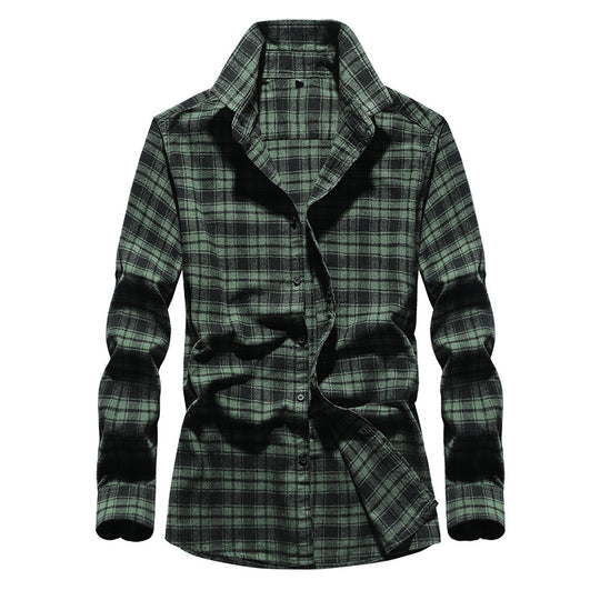 Herren Karo-Flanellhemd Slim Fit mit Stehkragen, thermischer Baumwollmischung und sichtbarer Knopfleiste Shop Nory