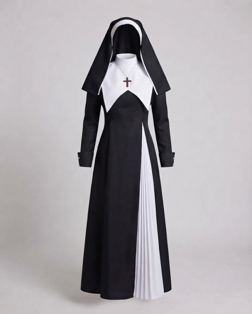 Damen Nonnenkostüm mit Kreuz und Kapuze Shop Nory