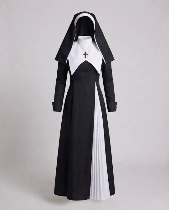 Damen Nonnenkostüm mit Kreuz und Kapuze Shop Nory