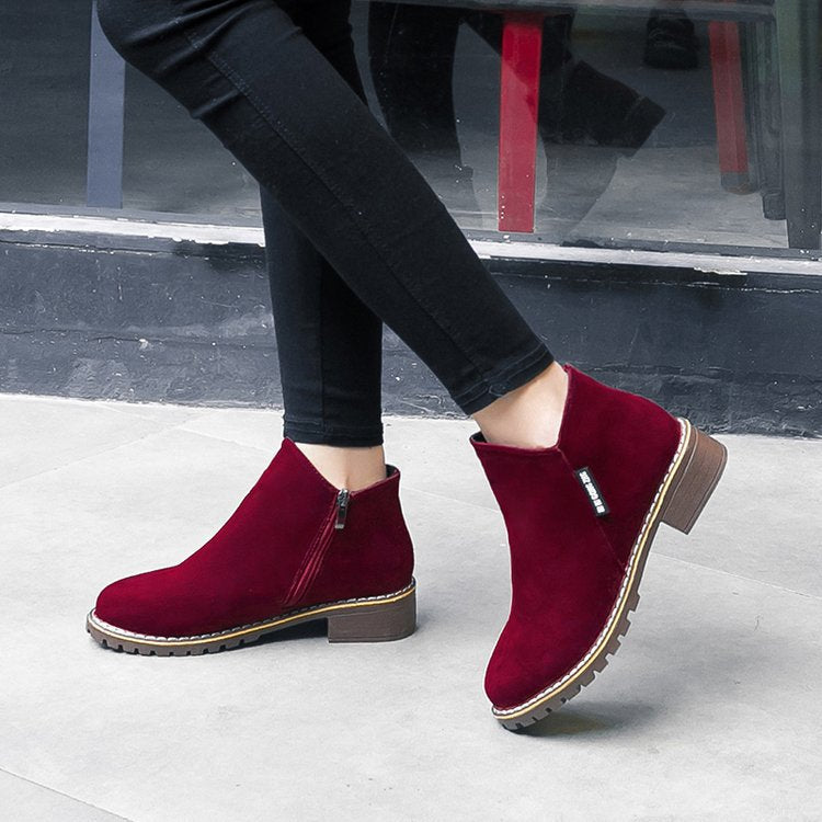 Damen Ankle-Boots aus softem Wildleder mit stabilem Blockabsatz