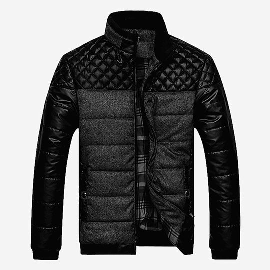 Herren Modische Steppjacke mit Kunstlederdetails Shop Nory