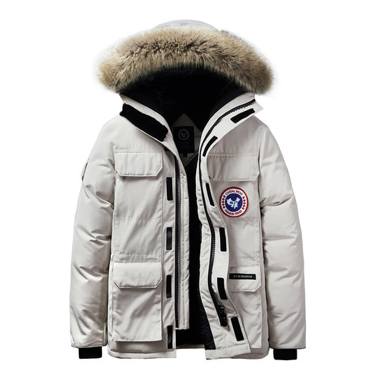 Herren Wattierte Winterparka mit Kapuze und abnehmbarem Fellkragen Shop Nory