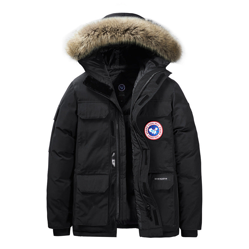 Herren Wattierte Winterparka mit Kapuze und abnehmbarem Fellkragen Shop Nory