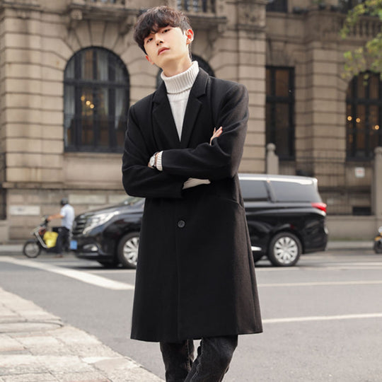 Herren Eleganter Longcoat aus Wollmix mit verdeckter Knopfleiste und Rückenschlitz Shop Nory