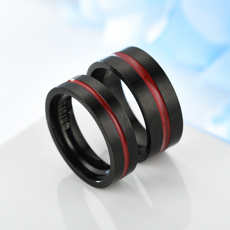 Herren Titanring mit eleganter roter Akzentlinie Shop Nory