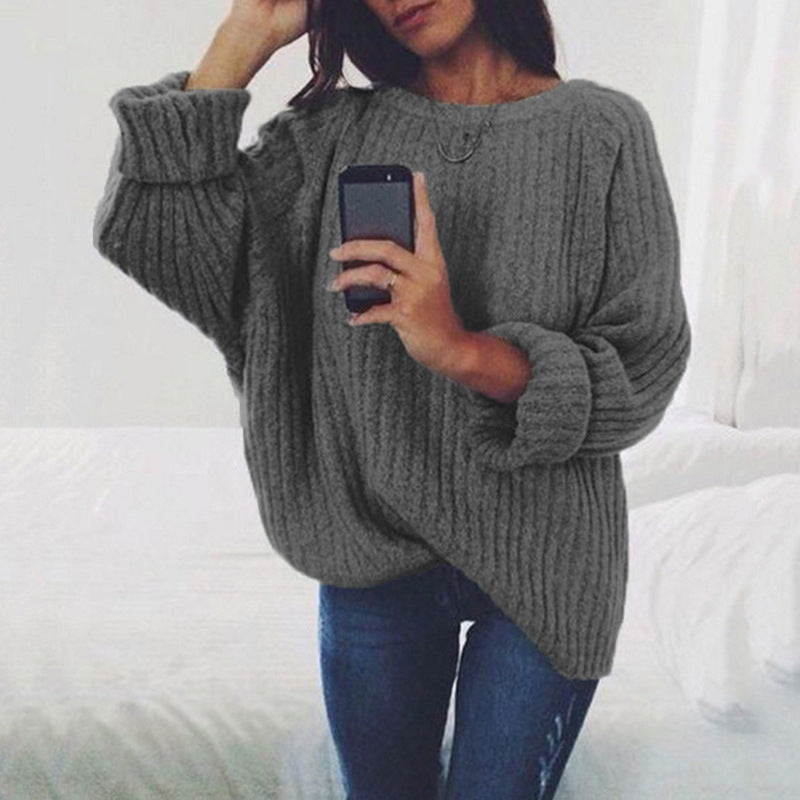 Damen Grobstrickpullover mit lockerer Passform und trendigem Rippenmuster