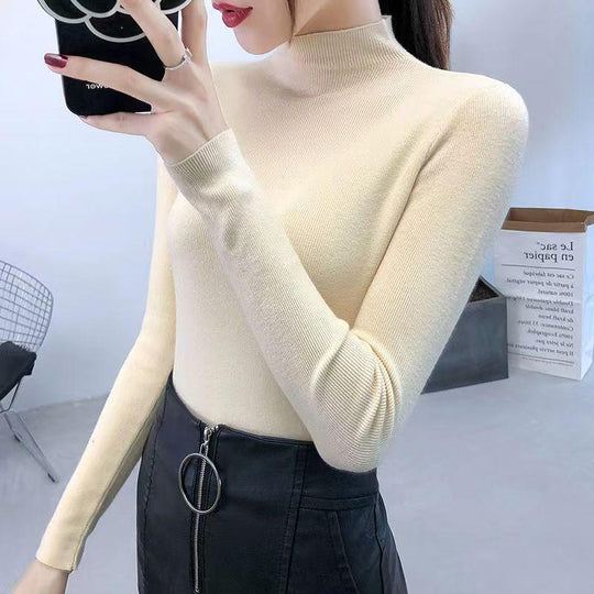 Damen-Strickpullover mit Stehkragen, figurbetont