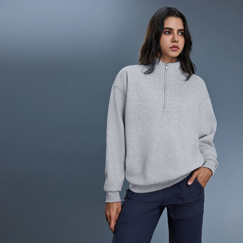 Damen-Sweatshirt mit Stehkragen, gefüttert