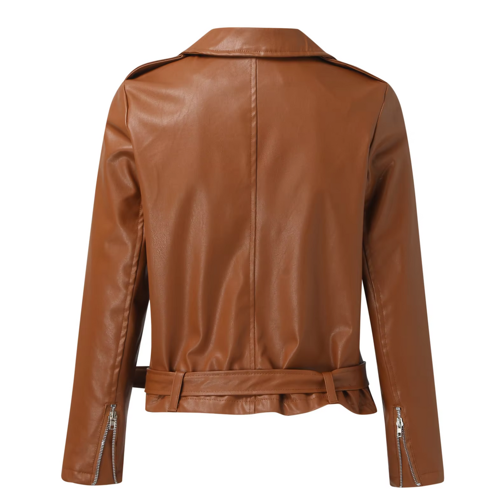 jacke Damen Biker Modell mit Gürtel und Reißverschlussdetails