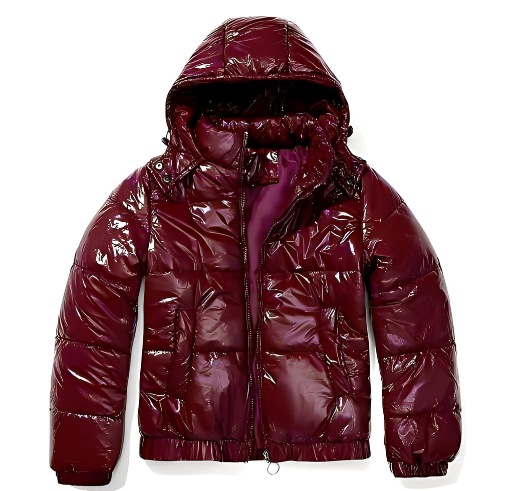 Elegante, glanzvolle Damenjacke mit Kapuze