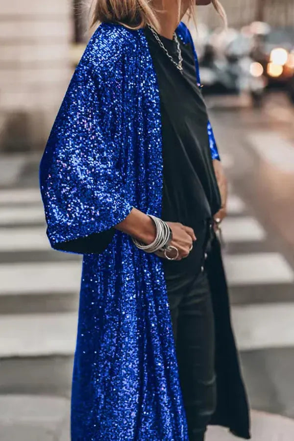 Glamour Kimono aus Pailletten mit Schlüsselloch