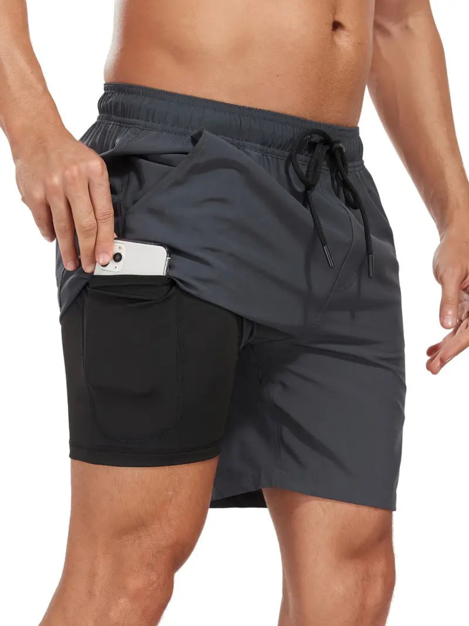 Schnell Trocknende Herren Badehose Doppelschicht Design