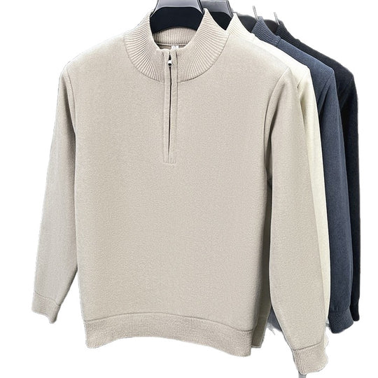 Warmer Herren-Strickpullover mit Futter und Reißverschluss