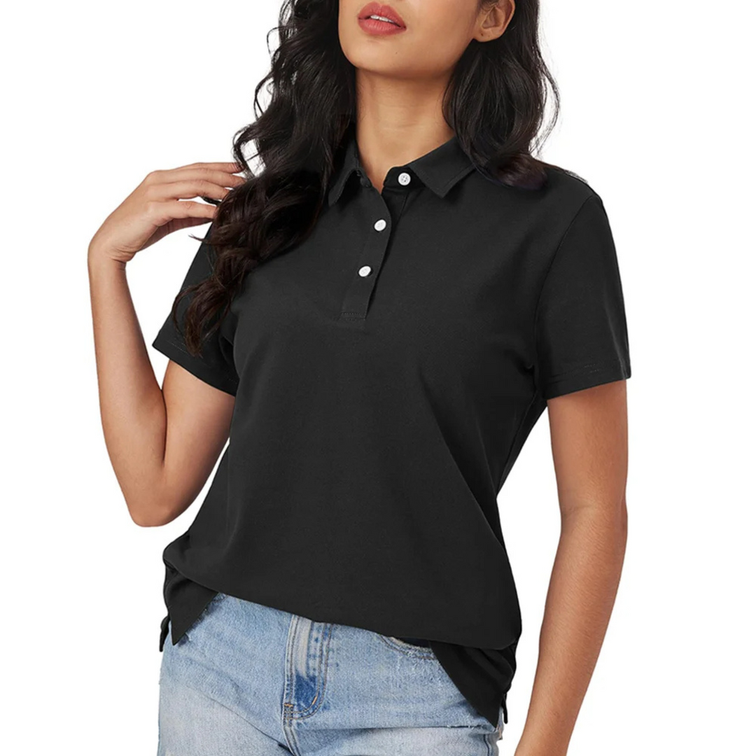 Blaue Seide Atmungsaktiv Leichtgewicht Damen Polo