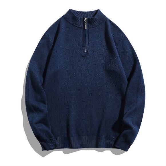 Herren-Strickpullover mit halbem Reißverschluss