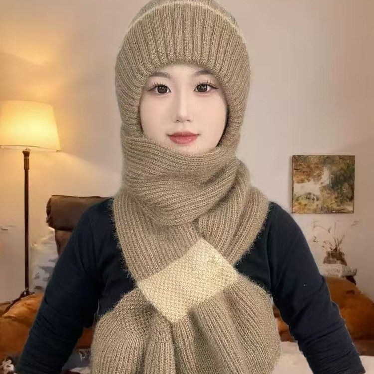 Strickmützen- und Schal-Set, gefüttert, Winter