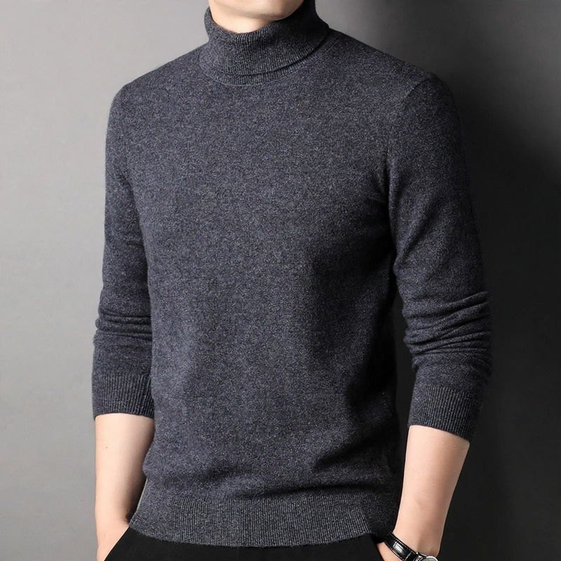 Herren-Wollpullover, Rollkragen, klassisches Design