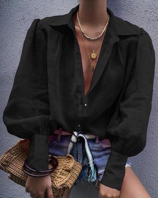 Damen Bluse mit voluminösen Ärmeln und elegantem Kragen