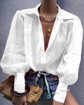 Damen Bluse mit voluminösen Ärmeln und elegantem Kragen