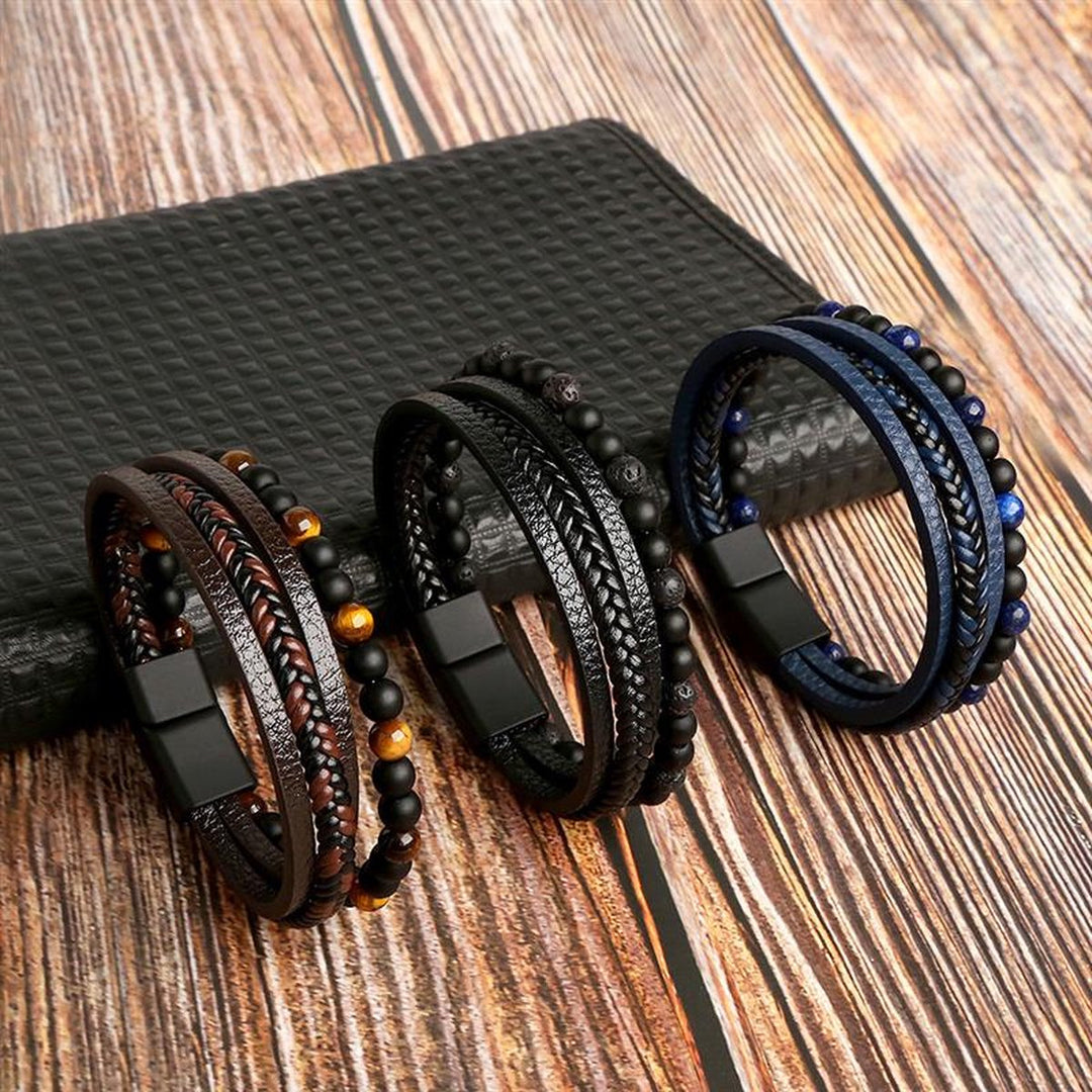 Shopnory | Stilvolles Lederarmband Satz für Herren