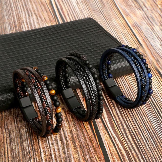 Shopnory | Stilvolles Lederarmband Satz für Herren