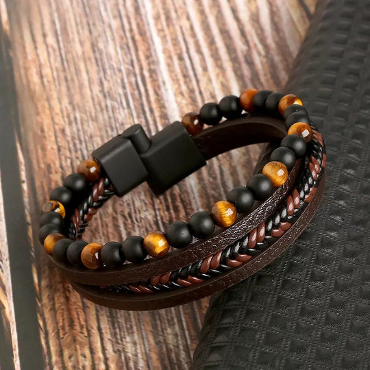 Shopnory | Stilvolles Lederarmband Satz für Herren