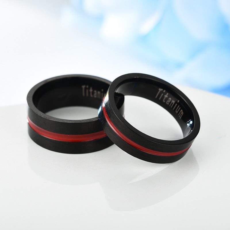 Herren Titanring mit eleganter roter Akzentlinie Shop Nory