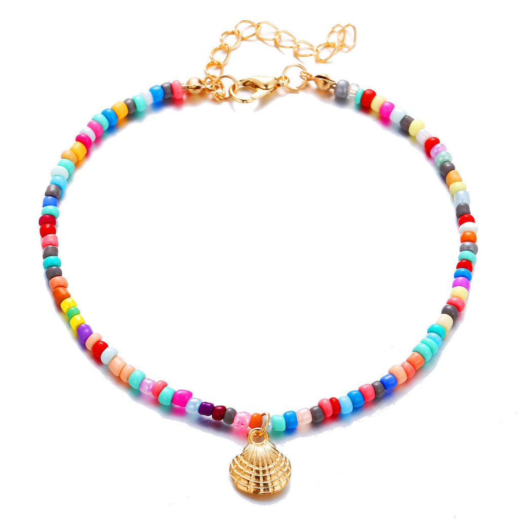 Damen bunte Sommer-Halskette mit muschelförmigem Anhänger Shop Nory