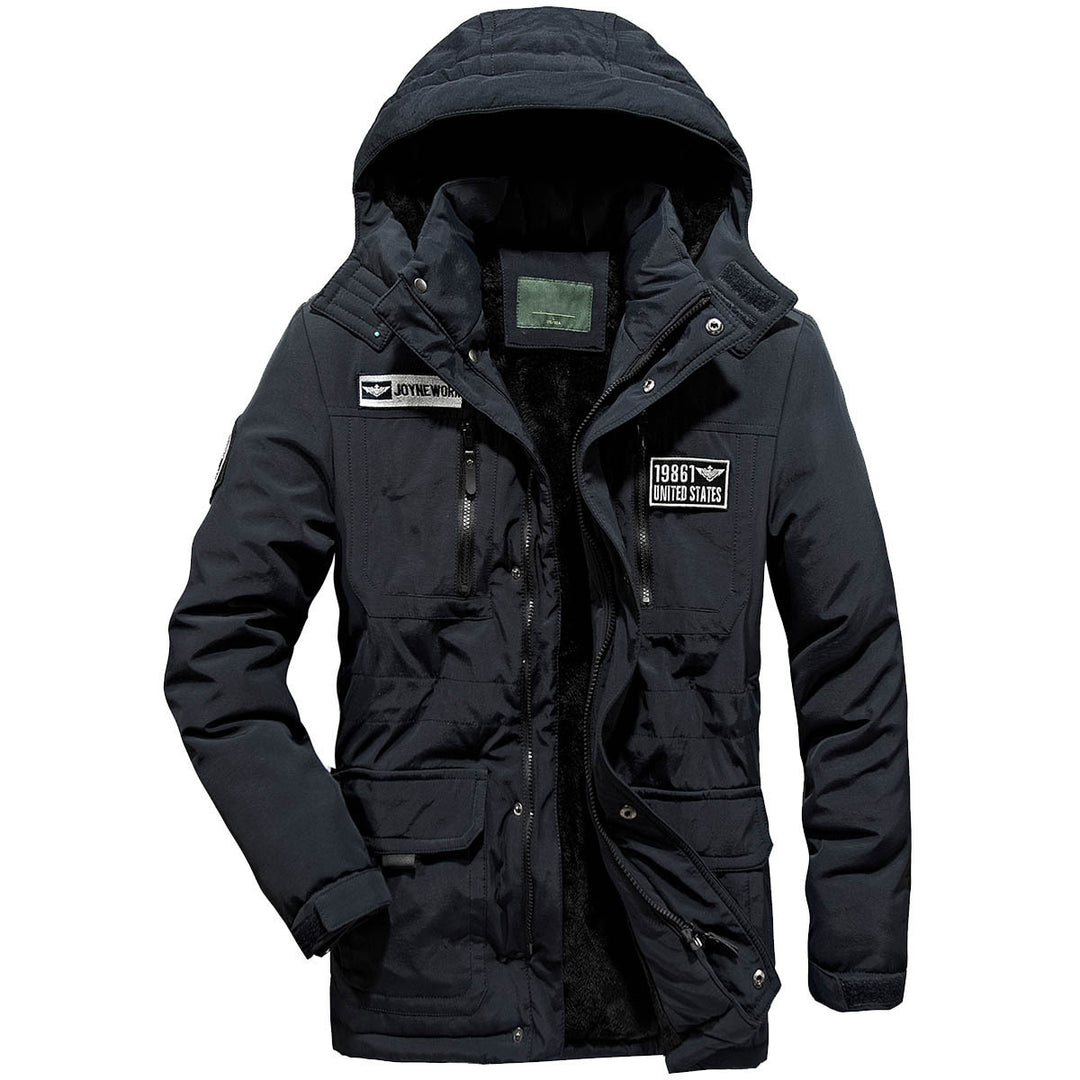 Herren Militärischer Funktionsparka mit Teddyfutter, Kapuze und Mehrfach-Taschen Shop Nory