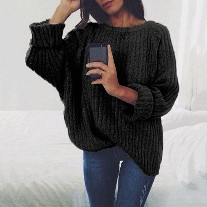 Damen Grobstrickpullover mit lockerer Passform und trendigem Rippenmuster