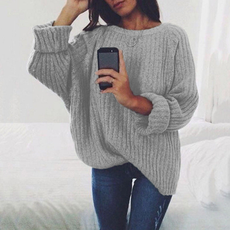 Damen Grobstrickpullover mit lockerer Passform und trendigem Rippenmuster