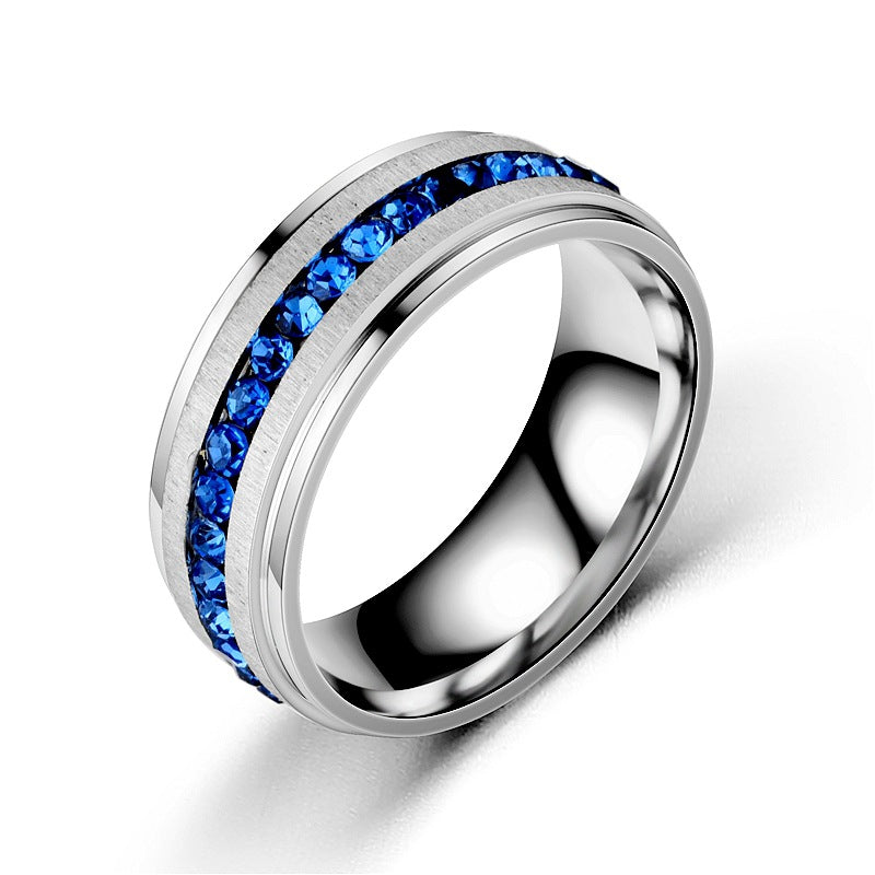 Herren Ring mit funkelnden blauen Zirkonia-Steinen und eleganter Edelstahl-Oberfläche Shop Nory