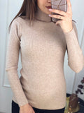 Damen Rollkragenpullover aus feinem Rippstrick