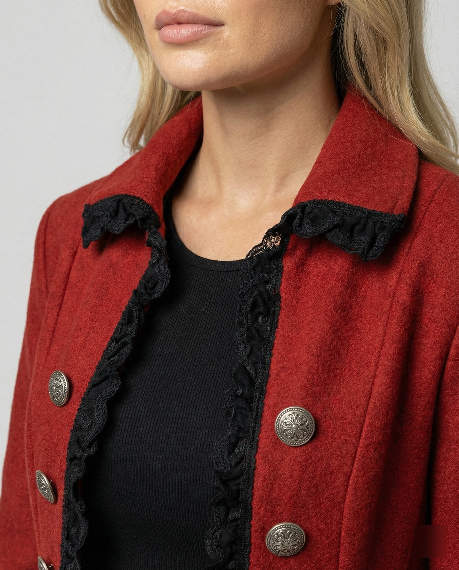Damen historischer Kapuzenmantel mit eleganten Rüschen