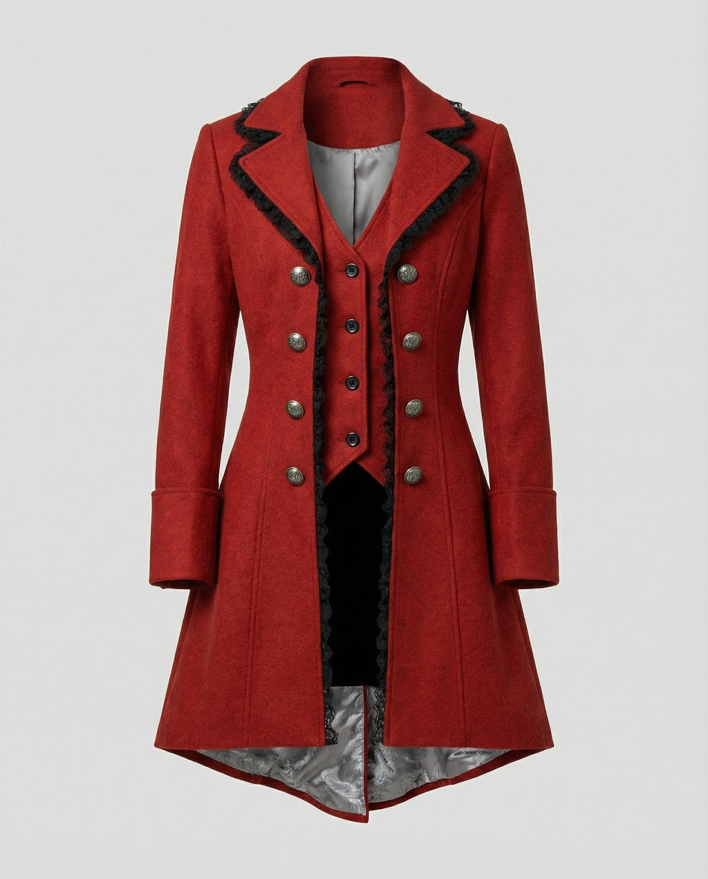 Damen historischer Kapuzenmantel mit eleganten Rüschen