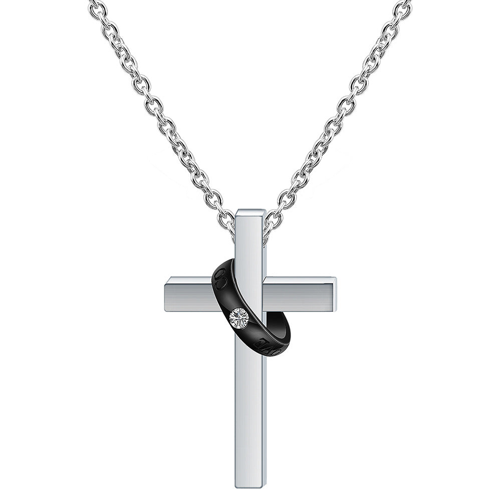 Damen Halskette mit graviertem Kreuz und eingefasstem Zirkonia Shop Nory