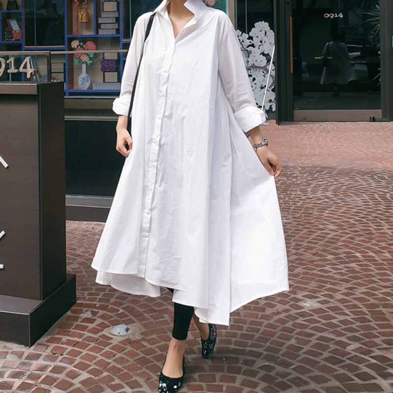 Damen Weites Hemdblusen‑Maxikleid mit asymmetrischem Saum und kastiger A‑Linien‑Silhouette Shop Nory